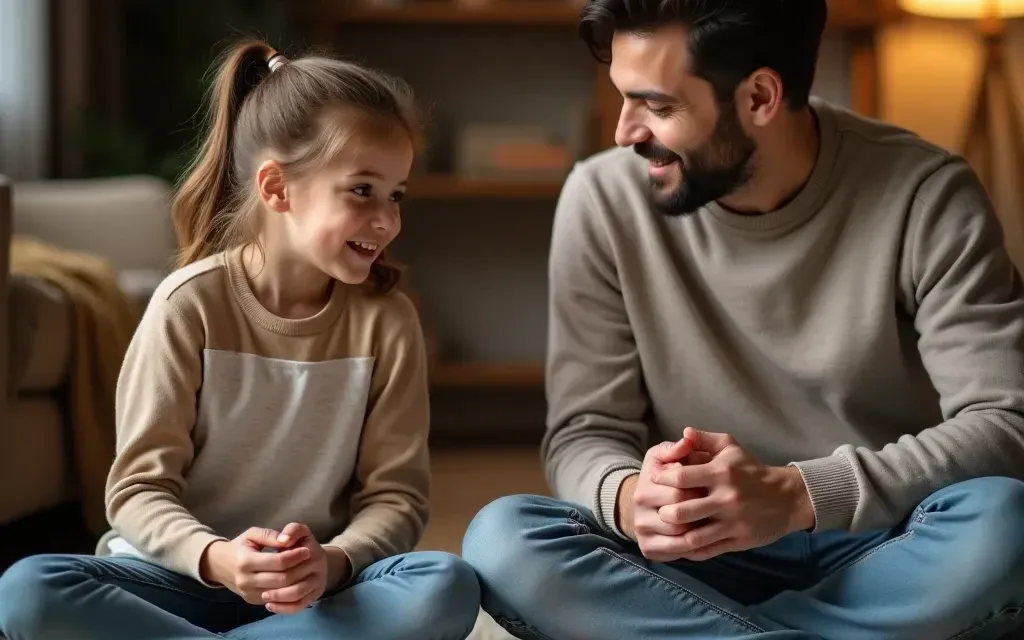 Dziecko ćwiczące mowę przy stoliku z materiałami edukacyjnymi